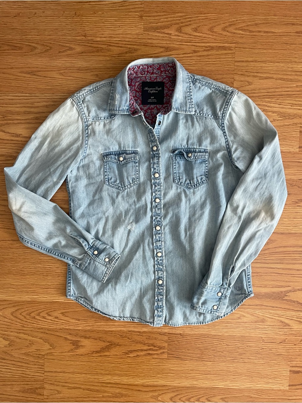 American Eagle Denim pearl snaps long sleeve Shirt small Americana western